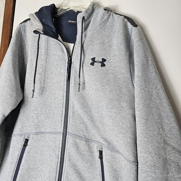 Under Armour Gray Men's Size Medium Fitted Coupe Hooded Zip Up Jacket Athletic - Picture 3 of 6